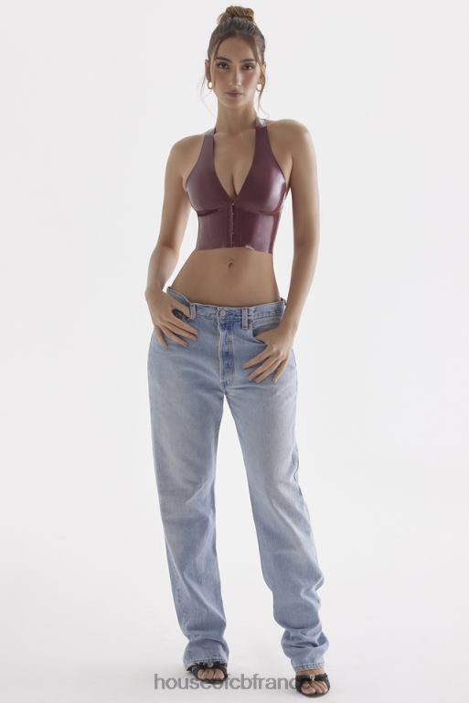 House of CB Ariane Merlot - Haut dos nu en latex N888H681 vêtements