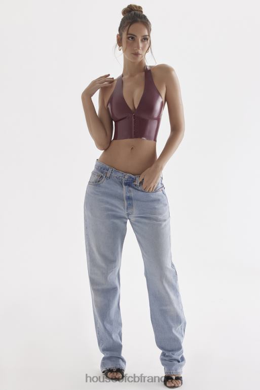 House of CB Ariane Merlot - Haut dos nu en latex N888H681 vêtements