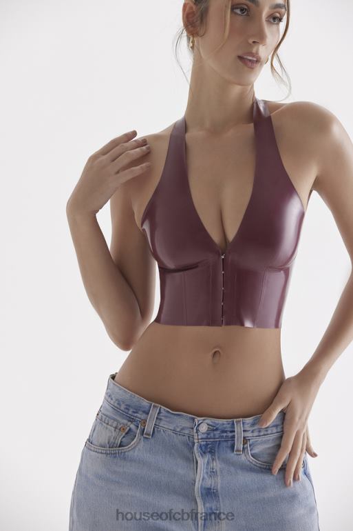 House of CB Ariane Merlot - Haut dos nu en latex N888H681 vêtements