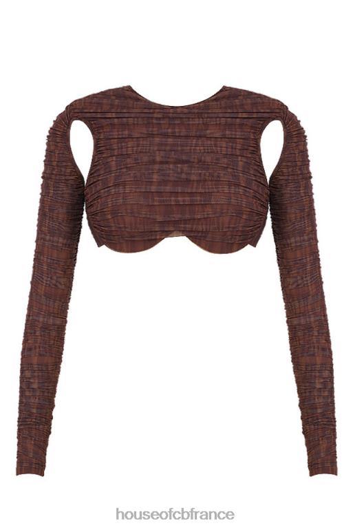 House of CB Blythe - Haut court découpé en maille froncée à imprimé chocolat N888H755 vêtements