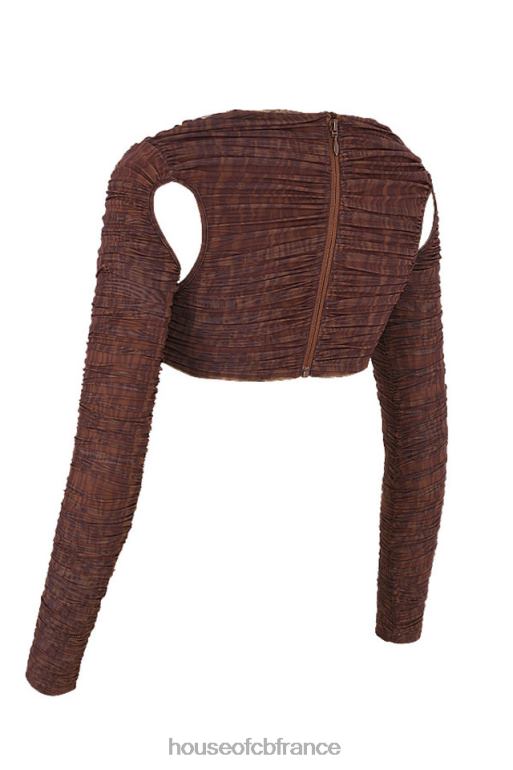 House of CB Blythe - Haut court découpé en maille froncée à imprimé chocolat N888H755 vêtements