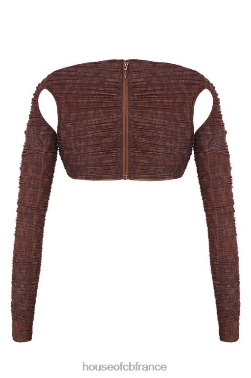 House of CB Blythe - Haut court découpé en maille froncée à imprimé chocolat N888H755 vêtements