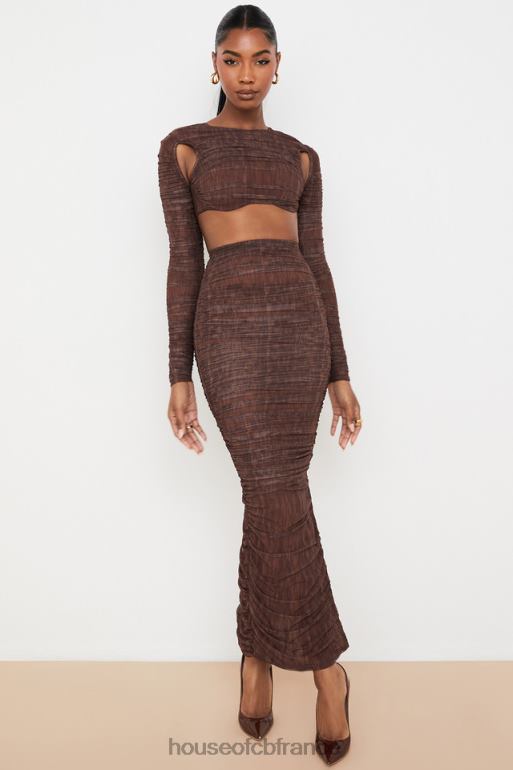 House of CB Blythe - Haut court découpé en maille froncée à imprimé chocolat N888H755 vêtements