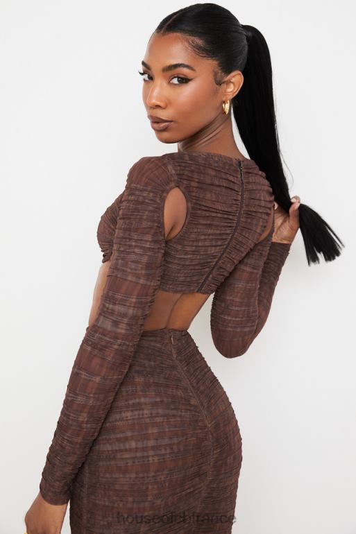 House of CB Blythe - Haut court découpé en maille froncée à imprimé chocolat N888H755 vêtements