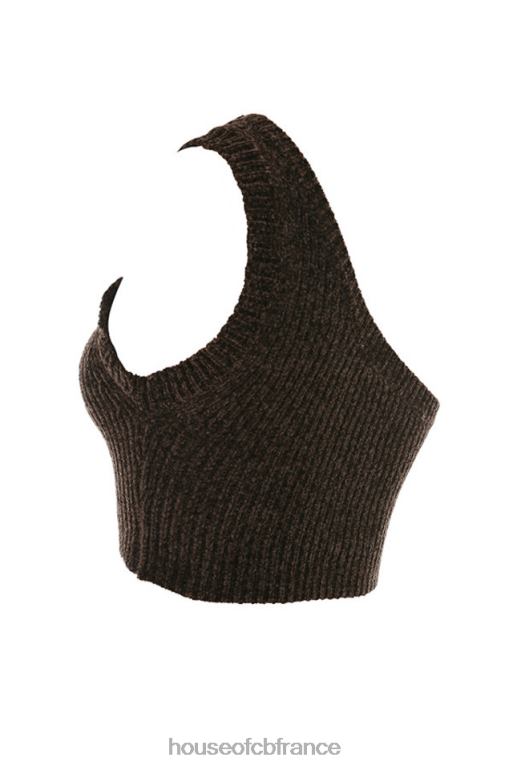 House of CB Charlie Chocolate - Top court asymétrique en chenille N888H782 vêtements