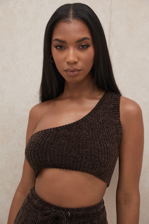 House of CB Charlie Chocolate - Top court asymétrique en chenille N888H782 vêtements