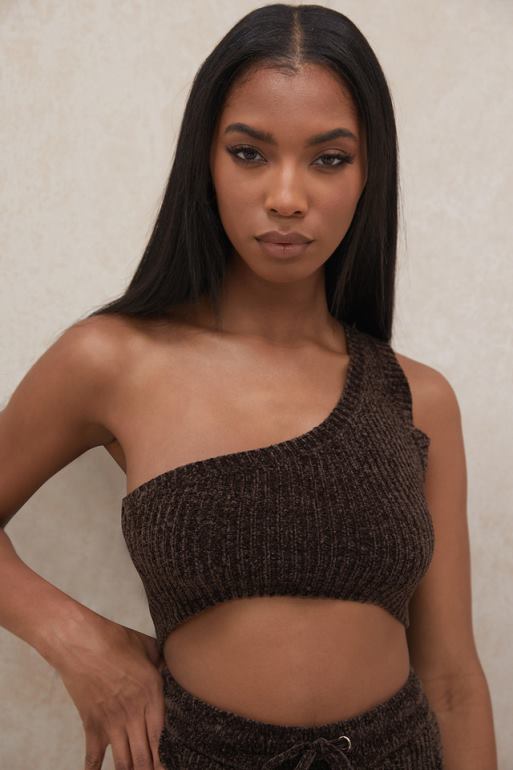 House of CB Charlie Chocolate - Top court asymétrique en chenille N888H782 vêtements
