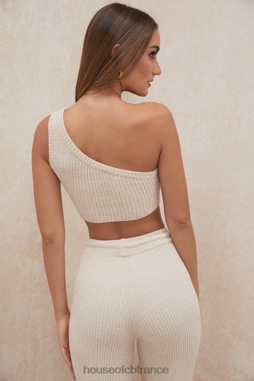 House of CB Charlie - Top court asymétrique en chenille crème N888H781 vêtements