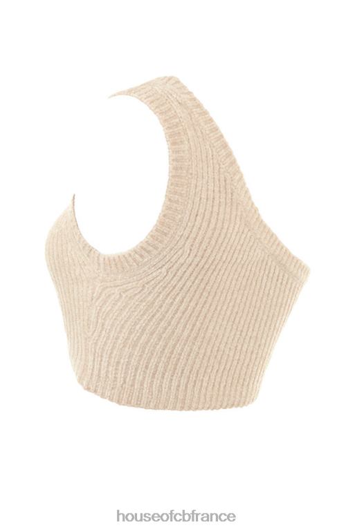 House of CB Charlie - Top court asymétrique en chenille crème N888H781 vêtements