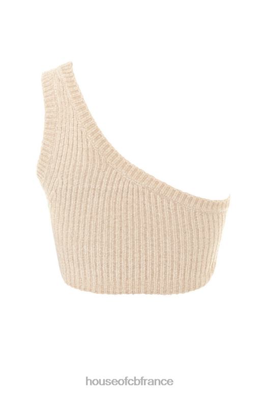 House of CB Charlie - Top court asymétrique en chenille crème N888H781 vêtements