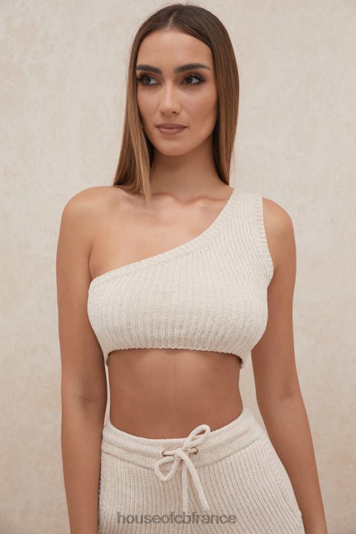 House of CB Charlie - Top court asymétrique en chenille crème N888H781 vêtements