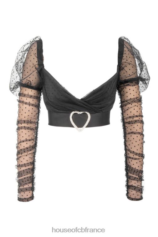House of CB Clara - Haut en tulle froncé avec boucle cœur N888H810 vêtements