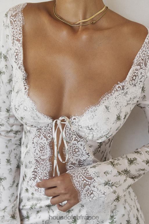 House of CB Haut à bordure en dentelle imprimé Clarissa Garden N888H717 vêtements