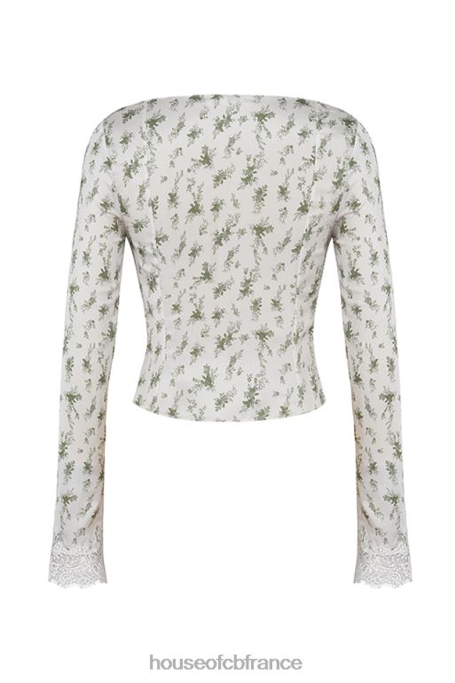 House of CB Haut à bordure en dentelle imprimé Clarissa Garden N888H717 vêtements