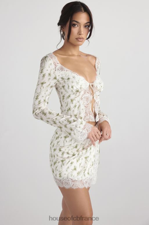 House of CB Haut à bordure en dentelle imprimé Clarissa Garden N888H717 vêtements