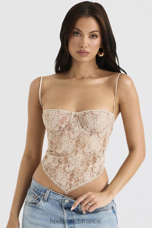 House of CB Haut en dentelle à motif cachemire crème Fernanda N888H702 vêtements