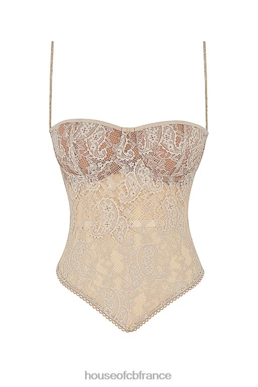 House of CB Haut en dentelle à motif cachemire crème Fernanda N888H702 vêtements