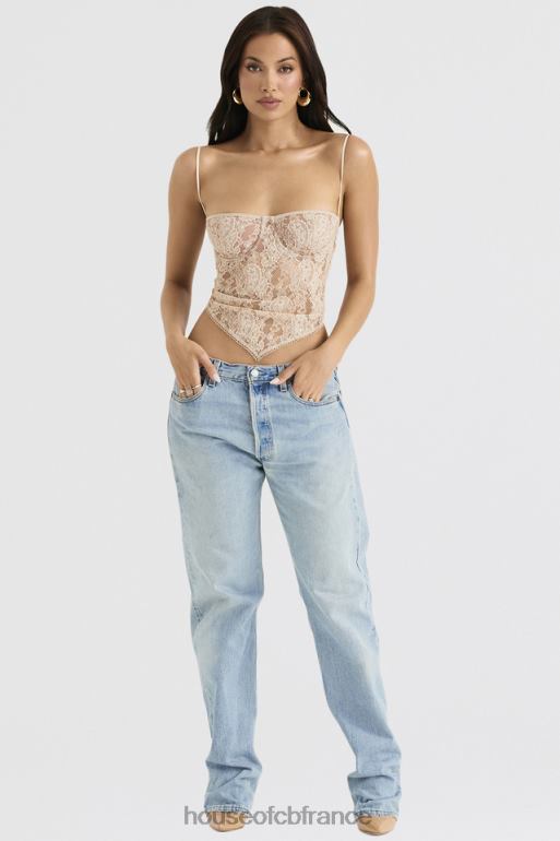 House of CB Haut en dentelle à motif cachemire crème Fernanda N888H702 vêtements
