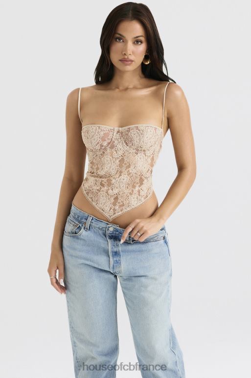 House of CB Haut en dentelle à motif cachemire crème Fernanda N888H702 vêtements