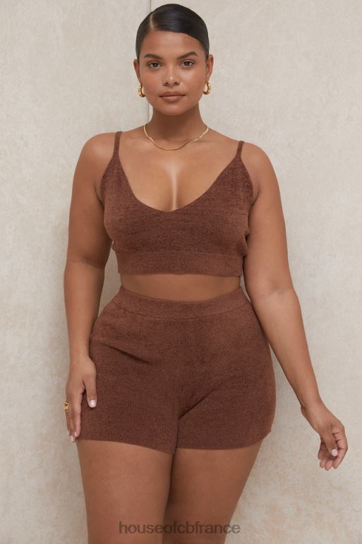 House of CB Lorna - Top court en tricot moelleux chocolat N888H778 vêtements