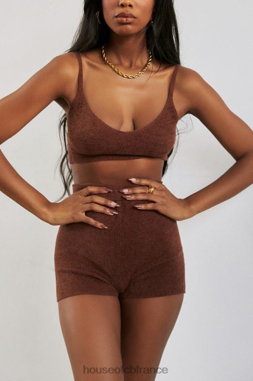House of CB Lorna - Top court en tricot moelleux chocolat N888H778 vêtements