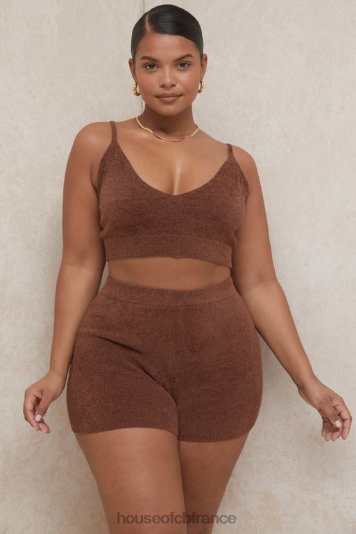 House of CB Lorna - Top court en tricot moelleux chocolat N888H778 vêtements