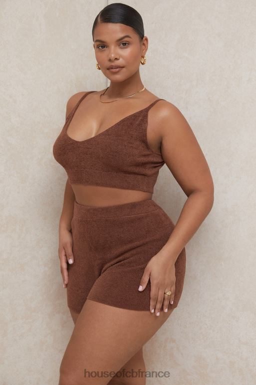 House of CB Lorna - Top court en tricot moelleux chocolat N888H778 vêtements