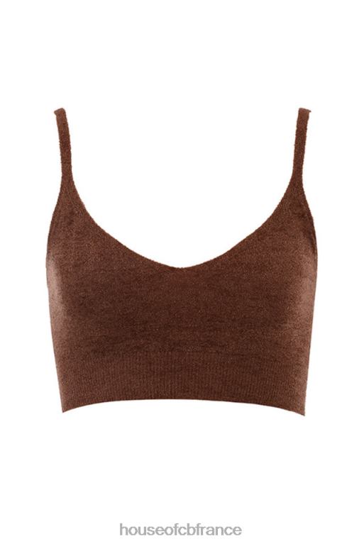 House of CB Lorna - Top court en tricot moelleux chocolat N888H778 vêtements