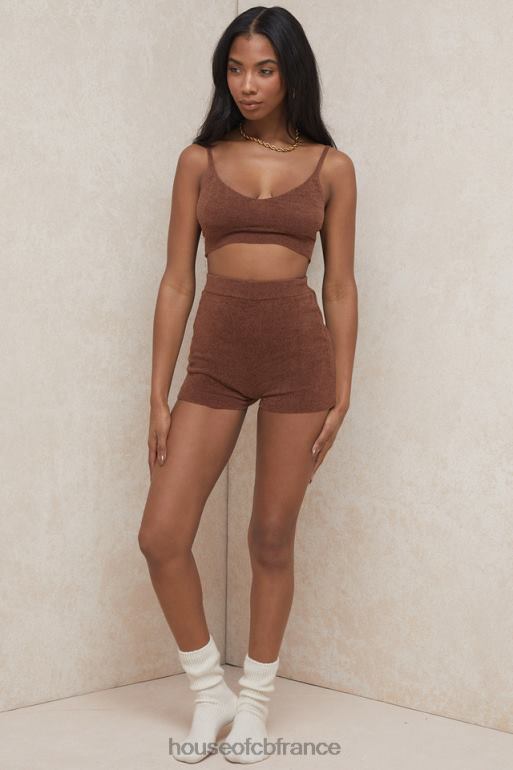 House of CB Lorna - Top court en tricot moelleux chocolat N888H778 vêtements