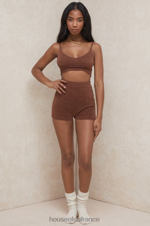 House of CB Lorna - Top court en tricot moelleux chocolat N888H778 vêtements