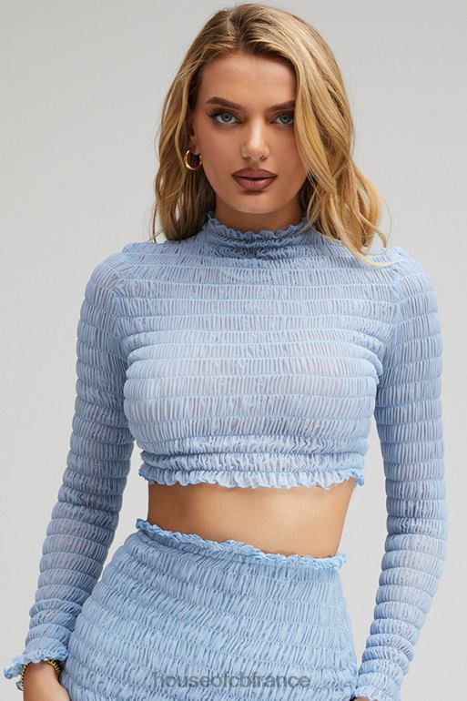 House of CB Mistress Rocks Delight - Top court froncé bleu poudre N888H740 vêtements