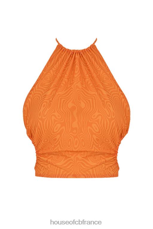 House of CB Mistress Rocks - Haut court orange dos nu en mode vacances N888H747 vêtements