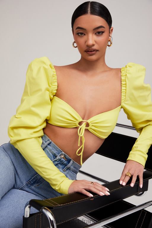 House of CB Mistress Rocks - Tough Love - Top court à manches bouffantes citron N888H754 vêtements
