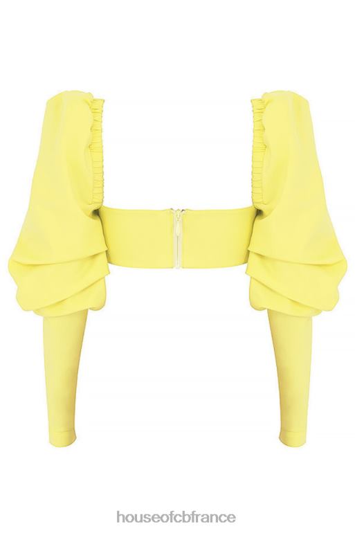 House of CB Mistress Rocks - Tough Love - Top court à manches bouffantes citron N888H754 vêtements