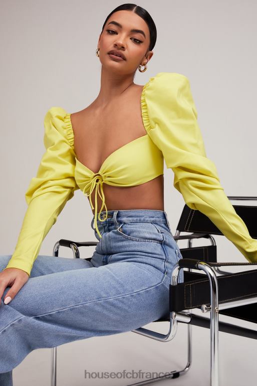 House of CB Mistress Rocks - Tough Love - Top court à manches bouffantes citron N888H754 vêtements