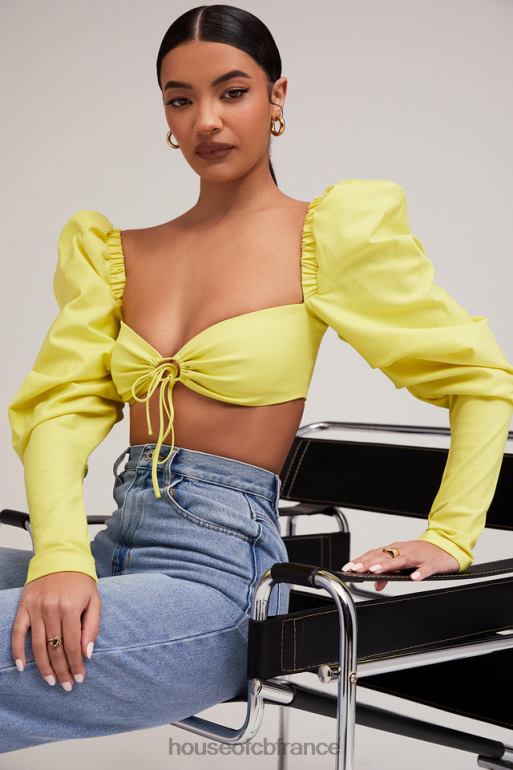 House of CB Mistress Rocks - Tough Love - Top court à manches bouffantes citron N888H754 vêtements