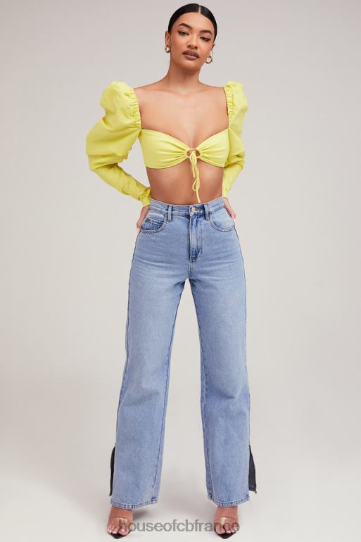 House of CB Mistress Rocks - Tough Love - Top court à manches bouffantes citron N888H754 vêtements