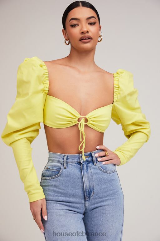 House of CB Mistress Rocks - Tough Love - Top court à manches bouffantes citron N888H754 vêtements