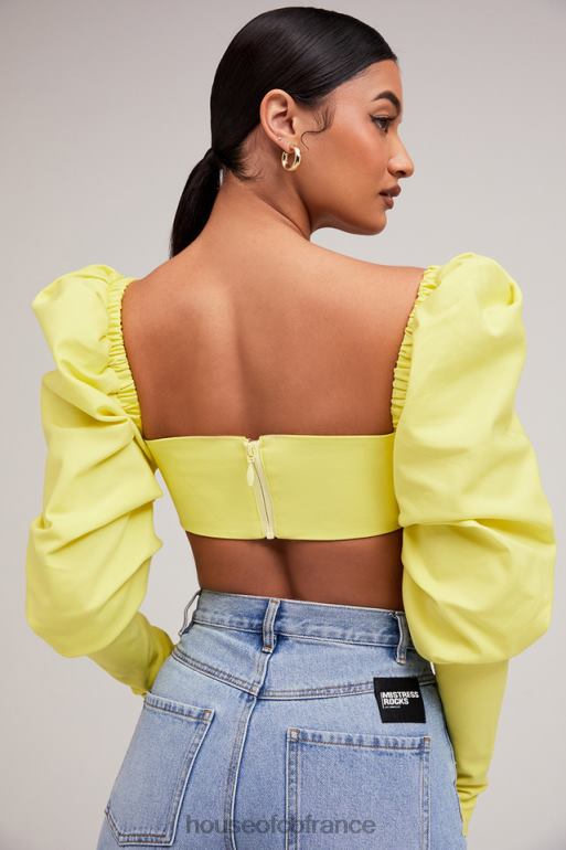 House of CB Mistress Rocks - Tough Love - Top court à manches bouffantes citron N888H754 vêtements