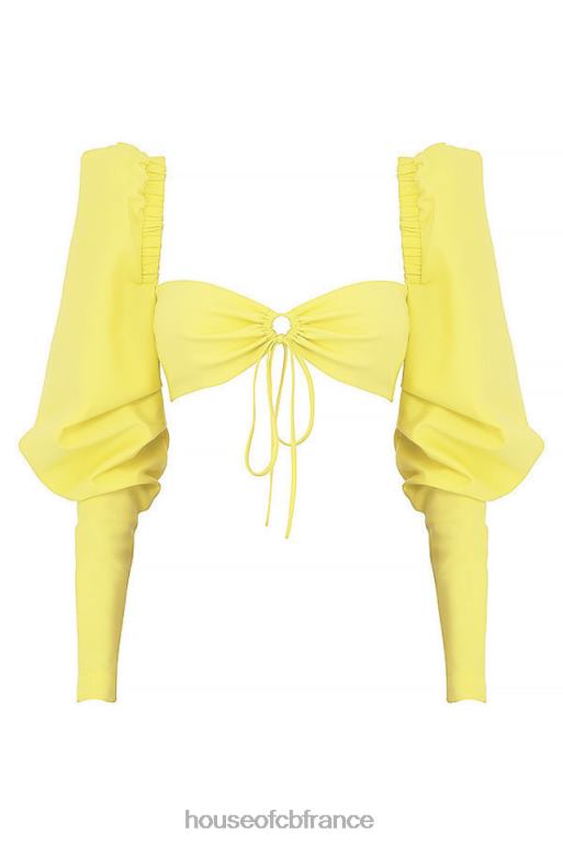 House of CB Mistress Rocks - Tough Love - Top court à manches bouffantes citron N888H754 vêtements