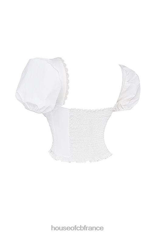 House of CB Samaya haut blanc froncé N888H668 vêtements