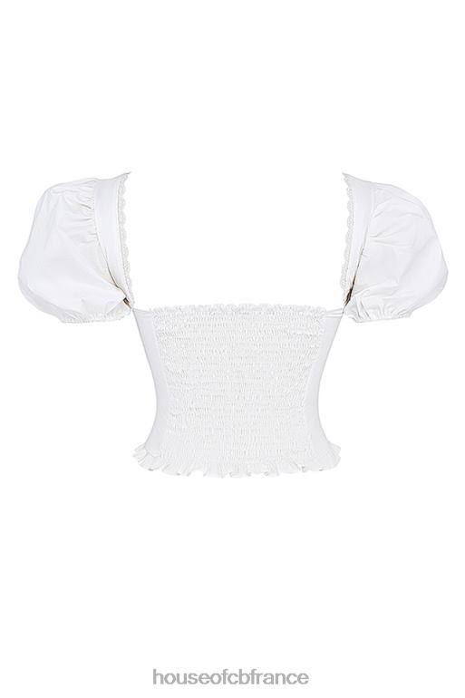 House of CB Samaya haut blanc froncé N888H668 vêtements