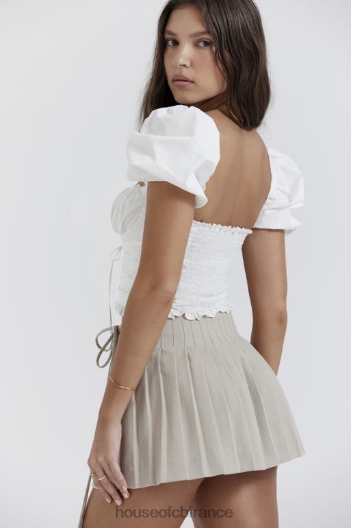 House of CB Samaya haut blanc froncé N888H668 vêtements
