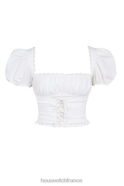 House of CB Samaya haut blanc froncé N888H668 vêtements