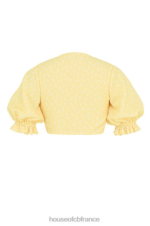 House of CB alanya - haut citron fleuri noué sur le devant N888H744 vêtements