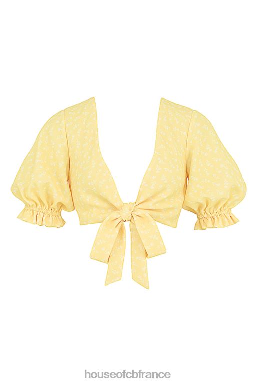 House of CB alanya - haut citron fleuri noué sur le devant N888H744 vêtements