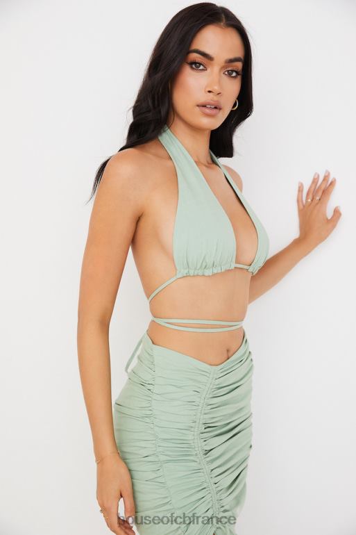 House of CB calypso sage - haut bustier froncé à col licou N888H753 vêtements