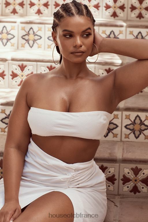 House of CB haut bandeau en lin mélangé blanc tanice N888H805 vêtements
