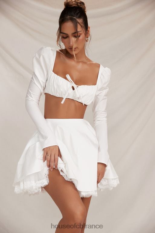 House of CB haut blanc à manches bouffantes Shira N888H669 vêtements