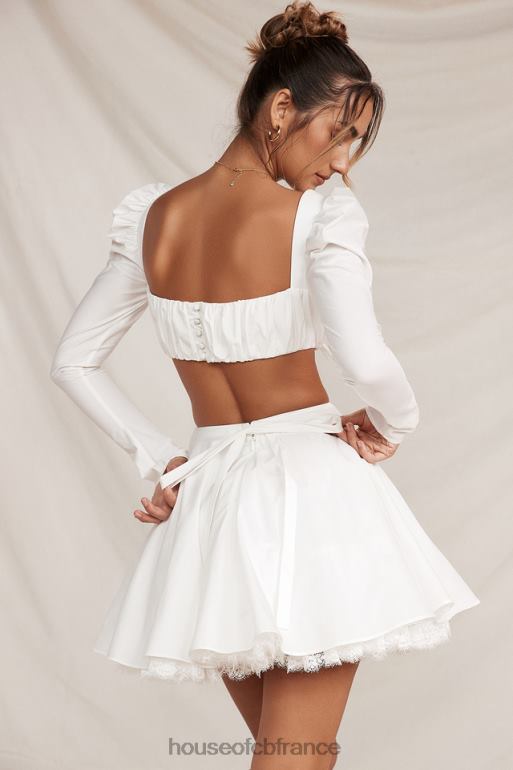 House of CB haut blanc à manches bouffantes Shira N888H669 vêtements